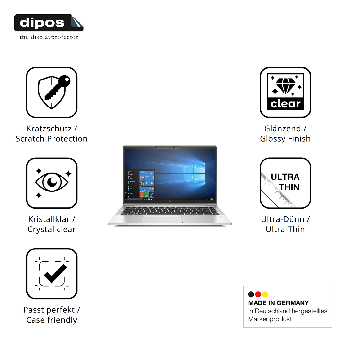 Displayschutz hergestellt in Deutschland, höchste Qualität made in Germany