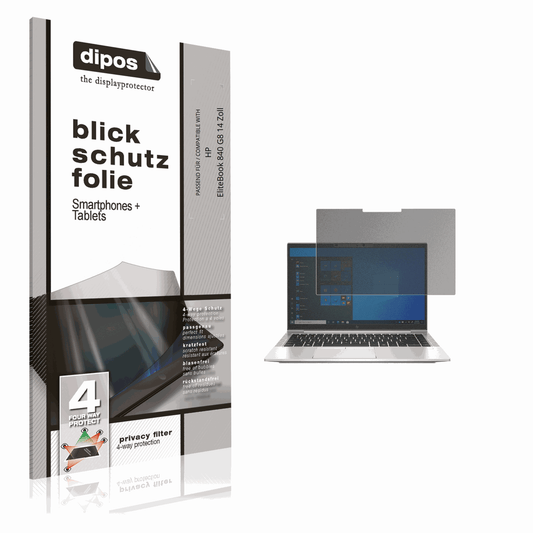Blickschutzfolie von dipos passend für HP EliteBook 840 G8 14 Zoll, präziser Zuschnitt und blasenfrei montiert
