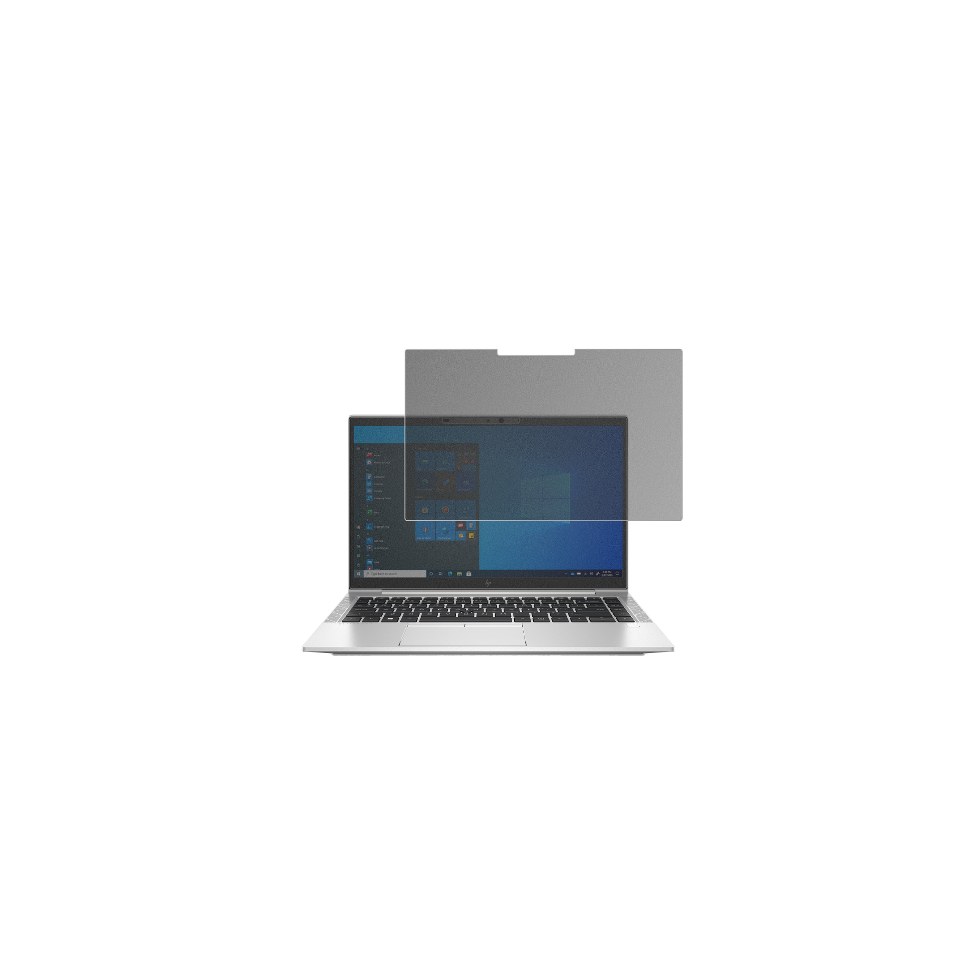HPEliteBook 840 G8 14 Zoll mit aufgebrachtem dipos Displayschutz, der seitliche Einblicke blockiert