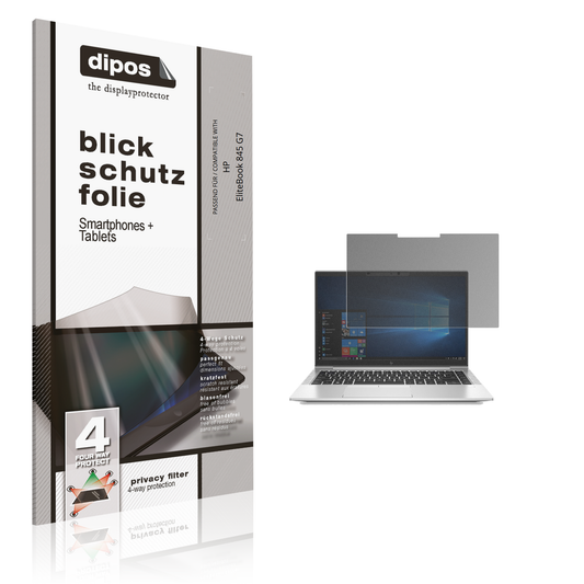 Blickschutzfolie von dipos passend für HP EliteBook 845 G7, präziser Zuschnitt und blasenfrei montiert