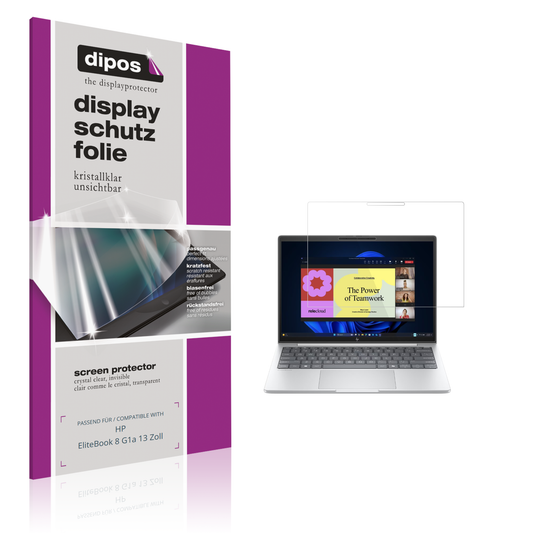 Klare Displayschutzfolie von dipos passend für HP EliteBook 8 G1a 13 Zoll, präziser Zuschnitt und blasenfrei montiert