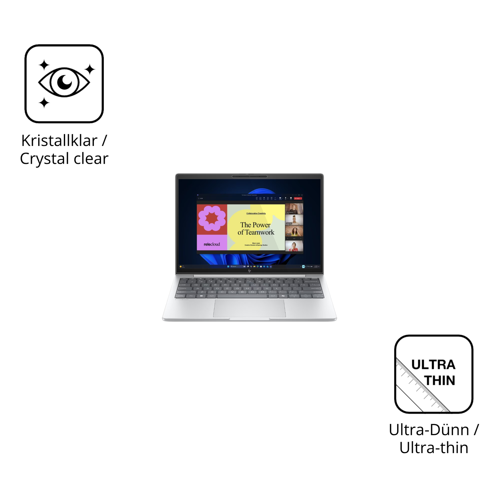 Dünne und klare Folie passend zugeschnitten für HP EliteBook 8 G1a 13 Zoll
