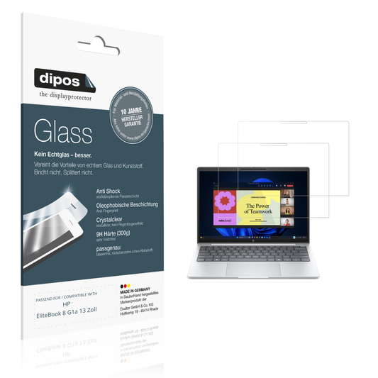 Klare Displayschutzfolie von dipos passend für HP EliteBook 8 G1a 13 Zoll, 9H kratzfest und blasenfrei montiert