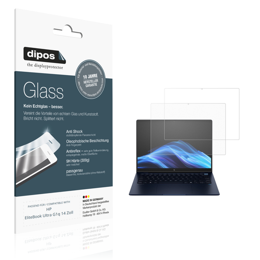 Matte Displayschutzfolie von dipos passend für HP EliteBook Ultra G1q 14 Zoll, 9H kratzfest und blasenfrei montiert