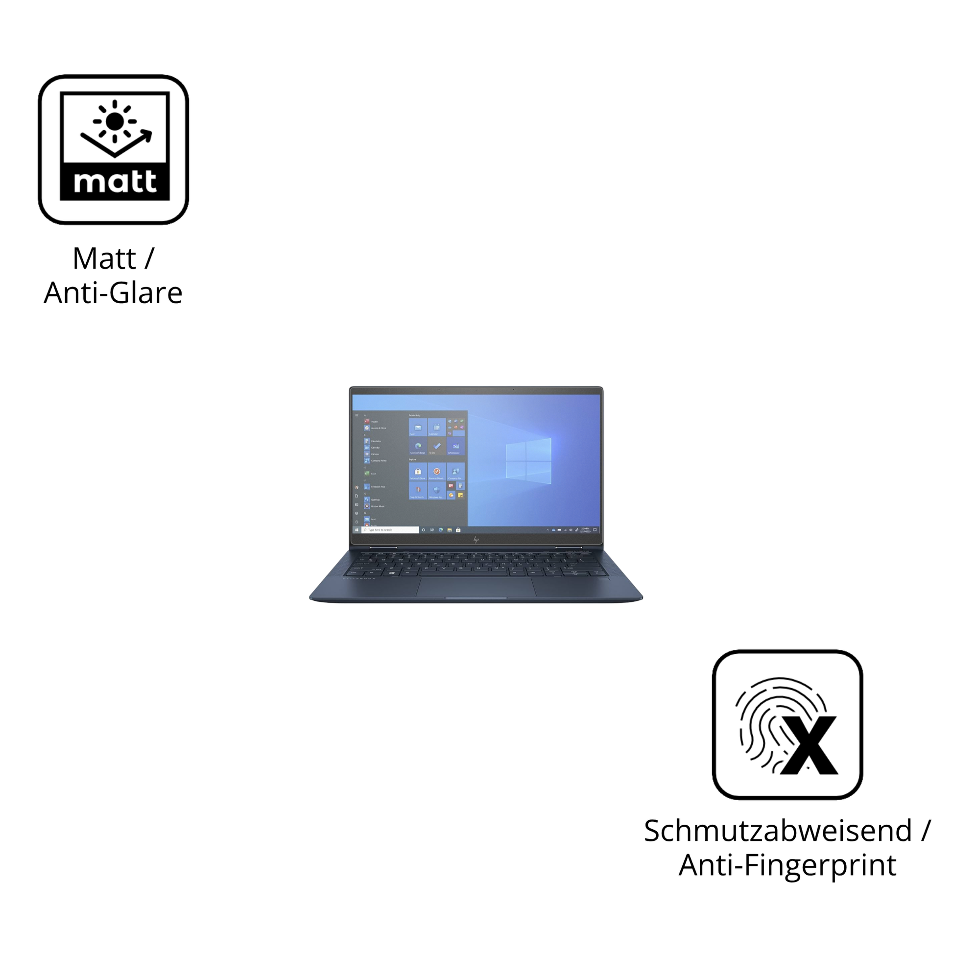Dünne und entspiegelnde Folie passend zugeschnitten für HP Elite Dragonfly G2