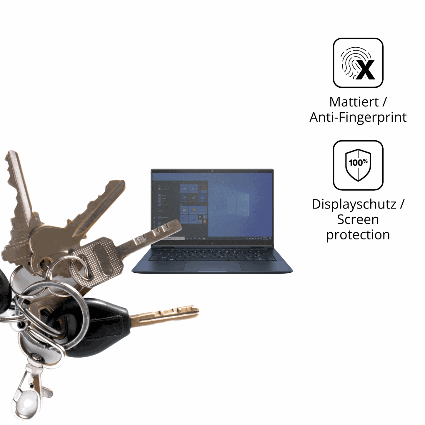 dipos Displayschutz für HP Elite Dragonfly G2, mattierte Oberfläche, Blickschutzfilter und perfekter Passform