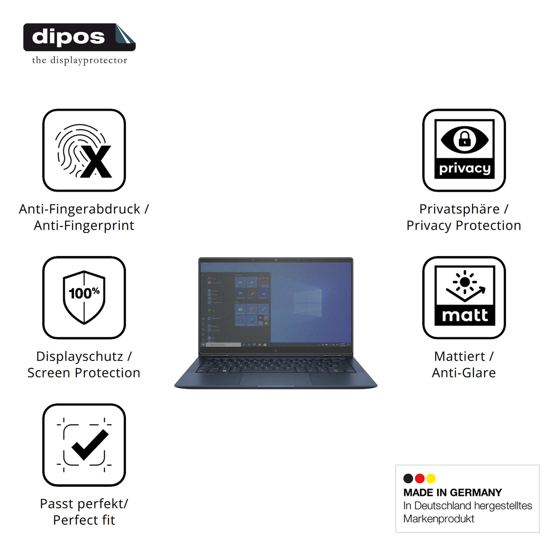 Privatsphäre-Schutz durch Sichtschutz-Folie passend zugeschnitten für HP Elite Dragonfly G2
