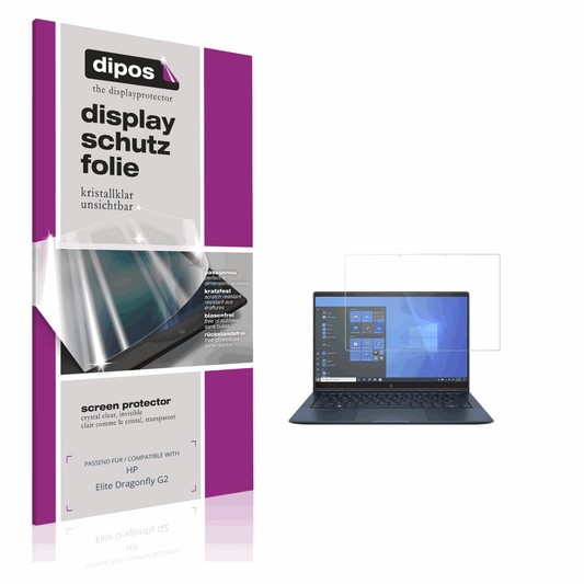 Klare Displayschutzfolie von dipos passend für HP Elite Dragonfly G2, präziser Zuschnitt und blasenfrei montiert