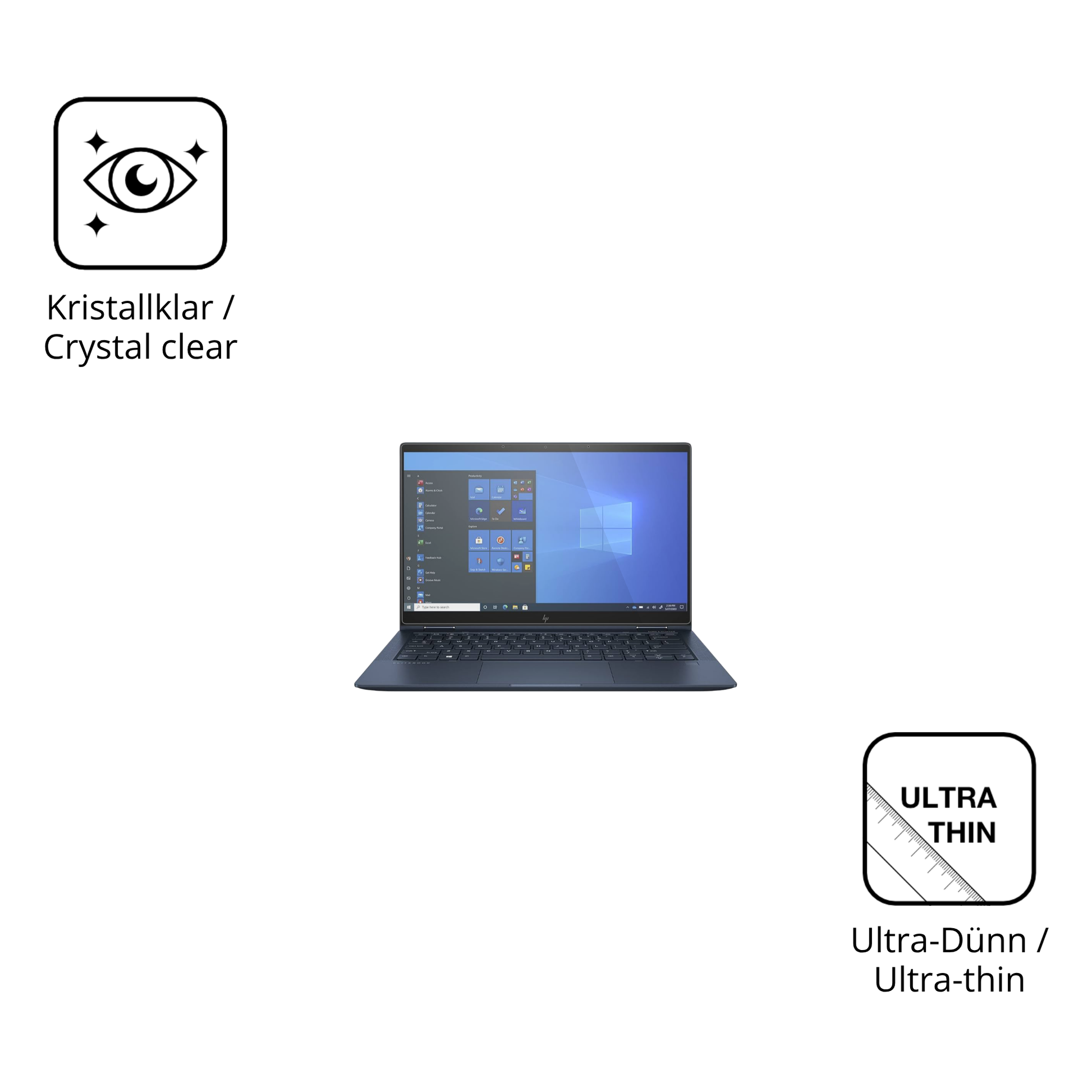 Dünne und klare Folie passend zugeschnitten für HP Elite Dragonfly G2