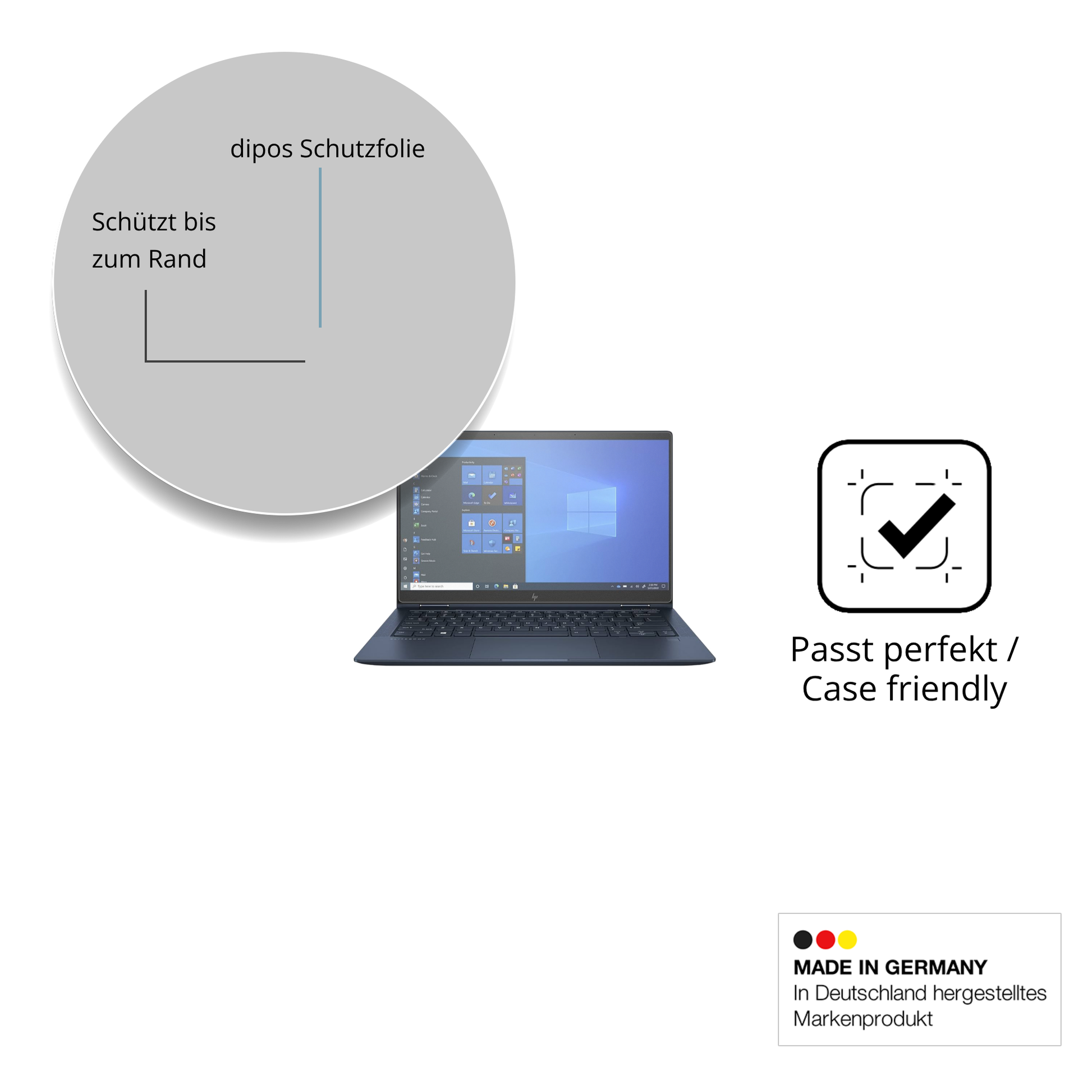 Schutzglasfolie mit optimaler Passform, zur Verwendung mit Hüllen geeignet