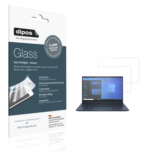 Klare Displayschutzfolie von dipos passend für HP Elite Dragonfly G2, 9H kratzfest und blasenfrei montiert