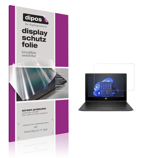 Klare Displayschutzfolie von dipos passend für hpfortis flip g1i 11 zoll, präziser Zuschnitt und blasenfrei montiert