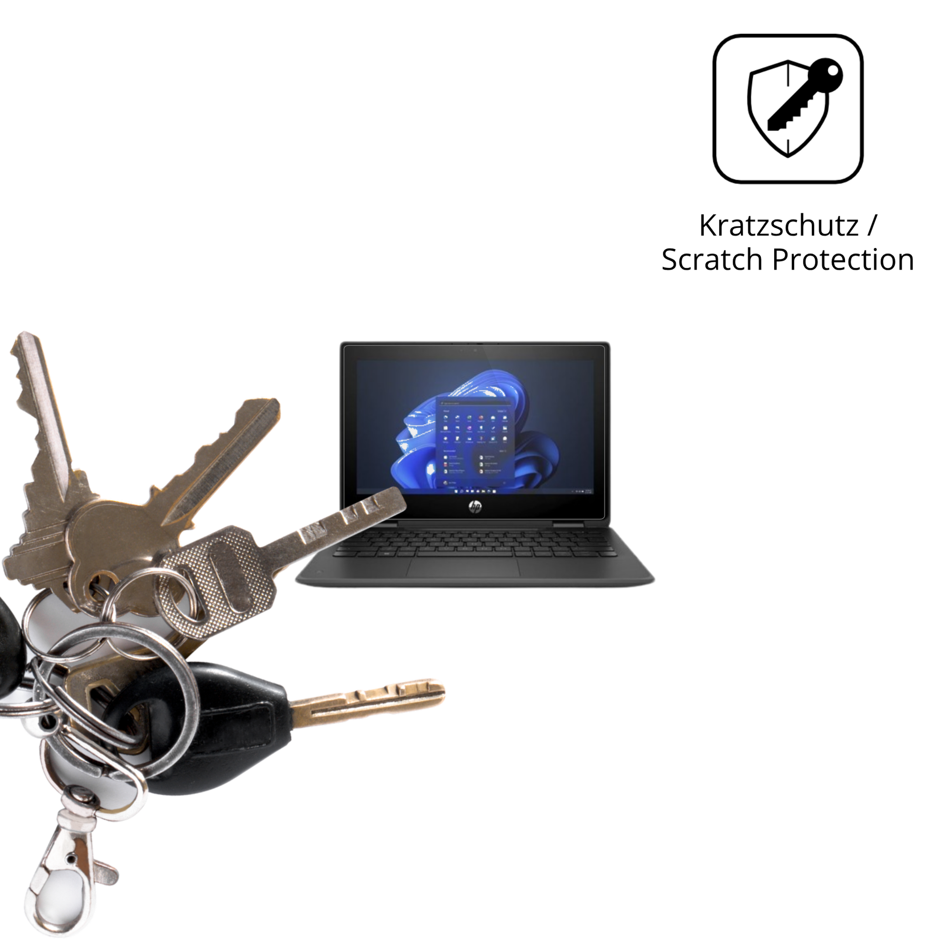 Schutz gegen Kratzer auf dem hpfortis flip g1i 11 zoll Glas durch Schlüssel oder Ähnliches