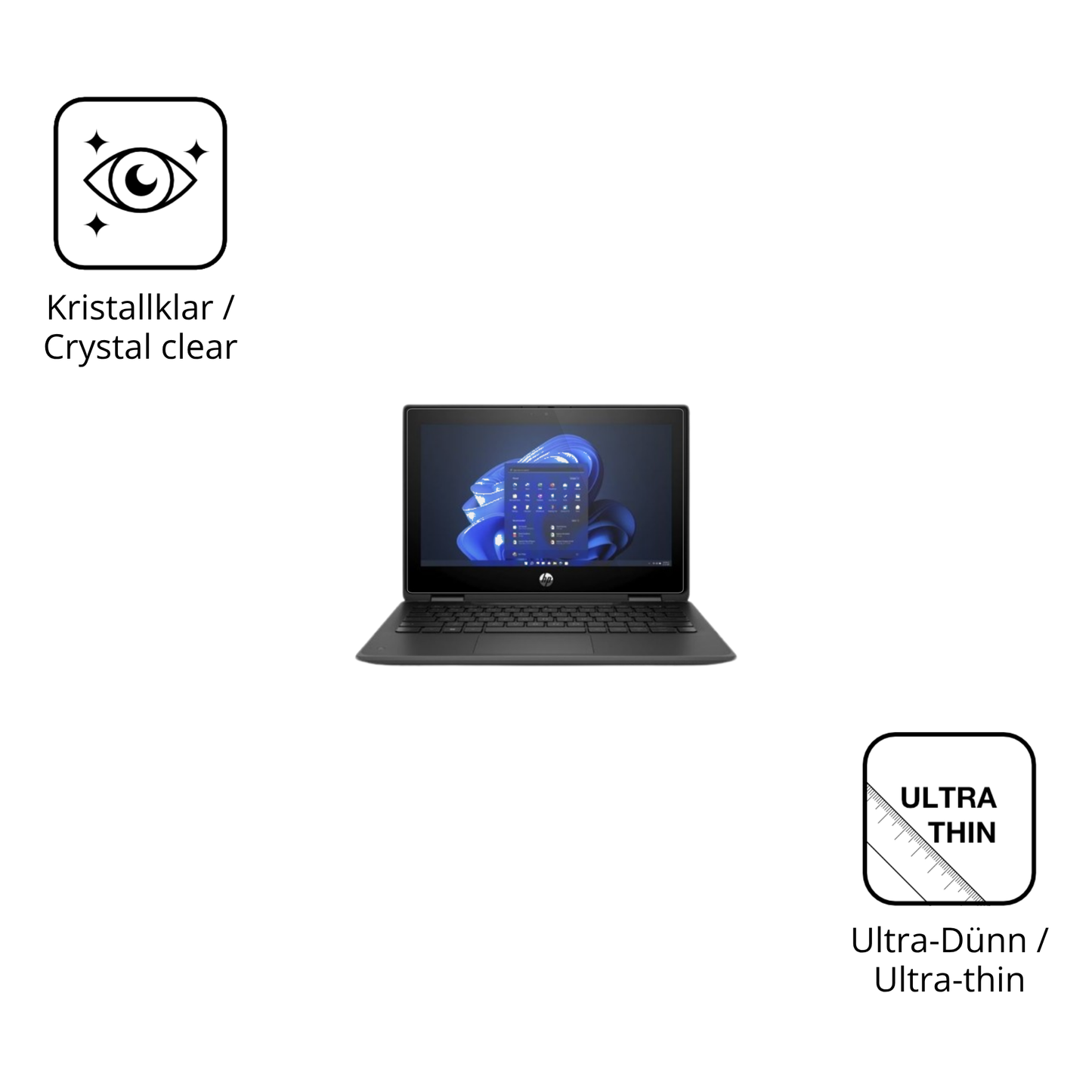 Dünne und klare Folie passend zugeschnitten für hpfortis flip g1i 11 zoll