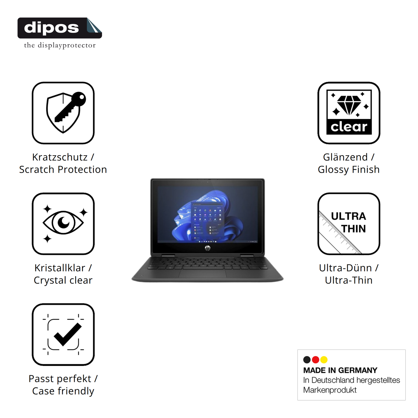 Displayschutz hergestellt in Deutschland, höchste Qualität made in Germany
