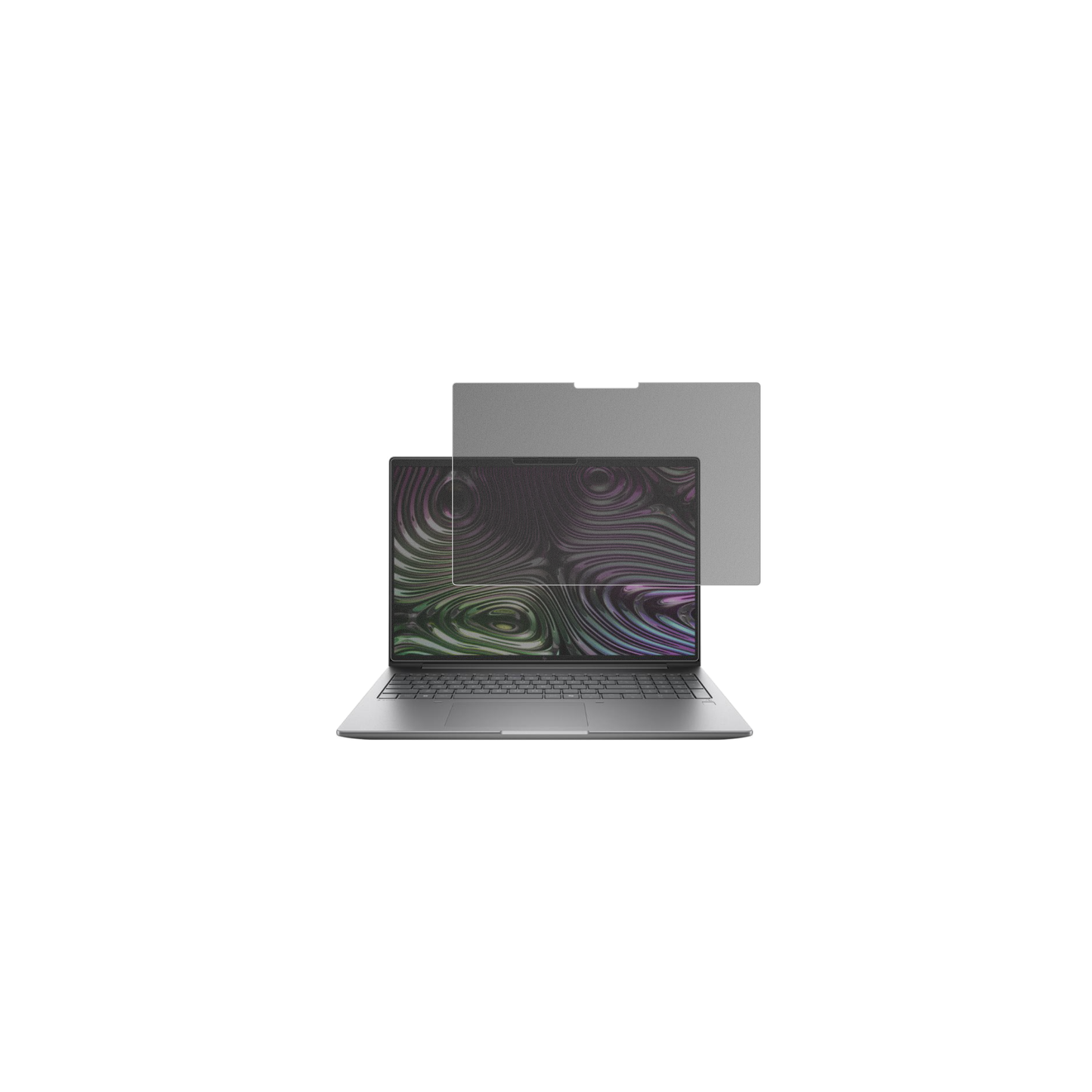 HPIntel Core Ultra 7 255H mit aufgebrachtem dipos Displayschutz, der seitliche Einblicke blockiert