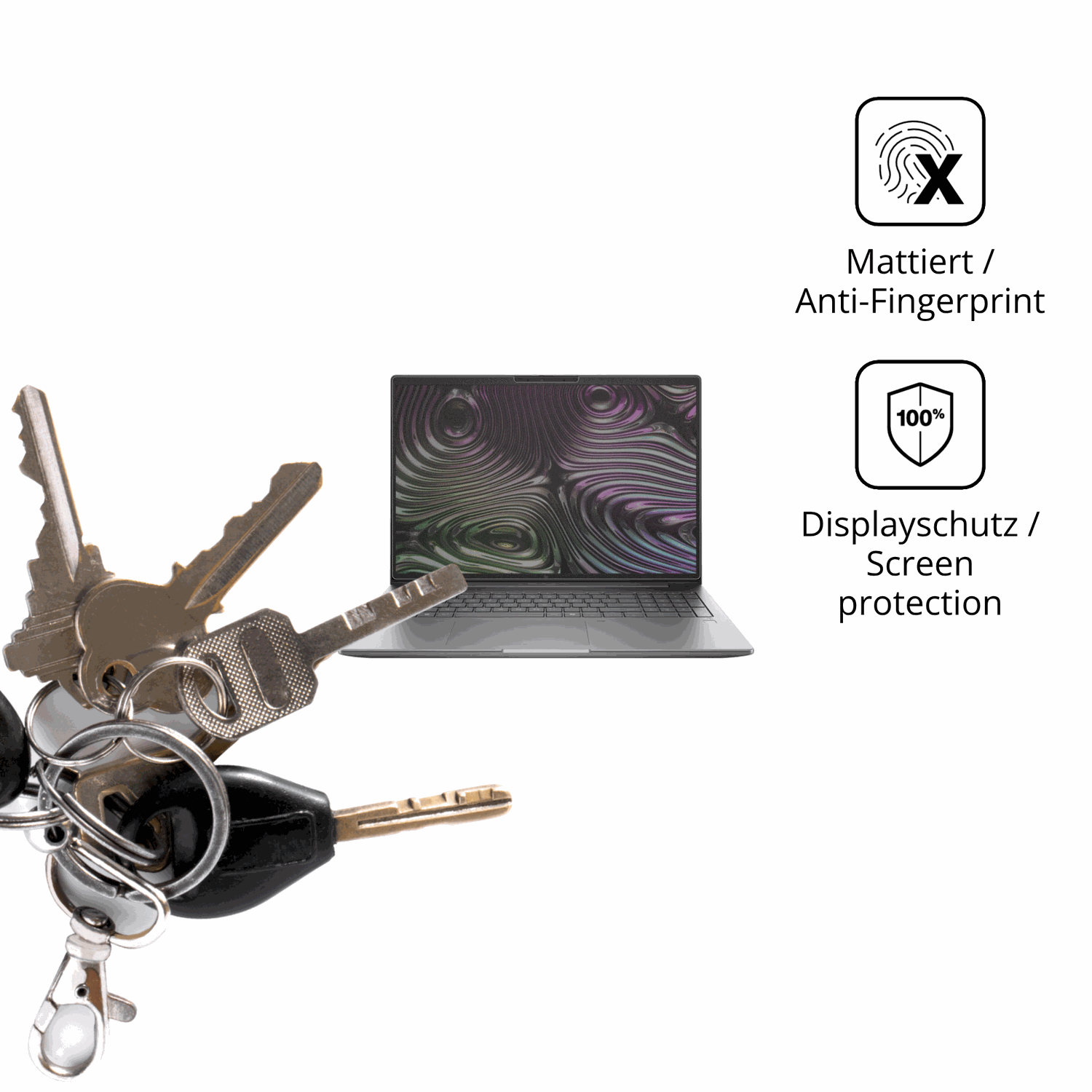 dipos Displayschutz für HP Intel Core Ultra 7 255H, mattierte Oberfläche, Blickschutzfilter und perfekter Passform