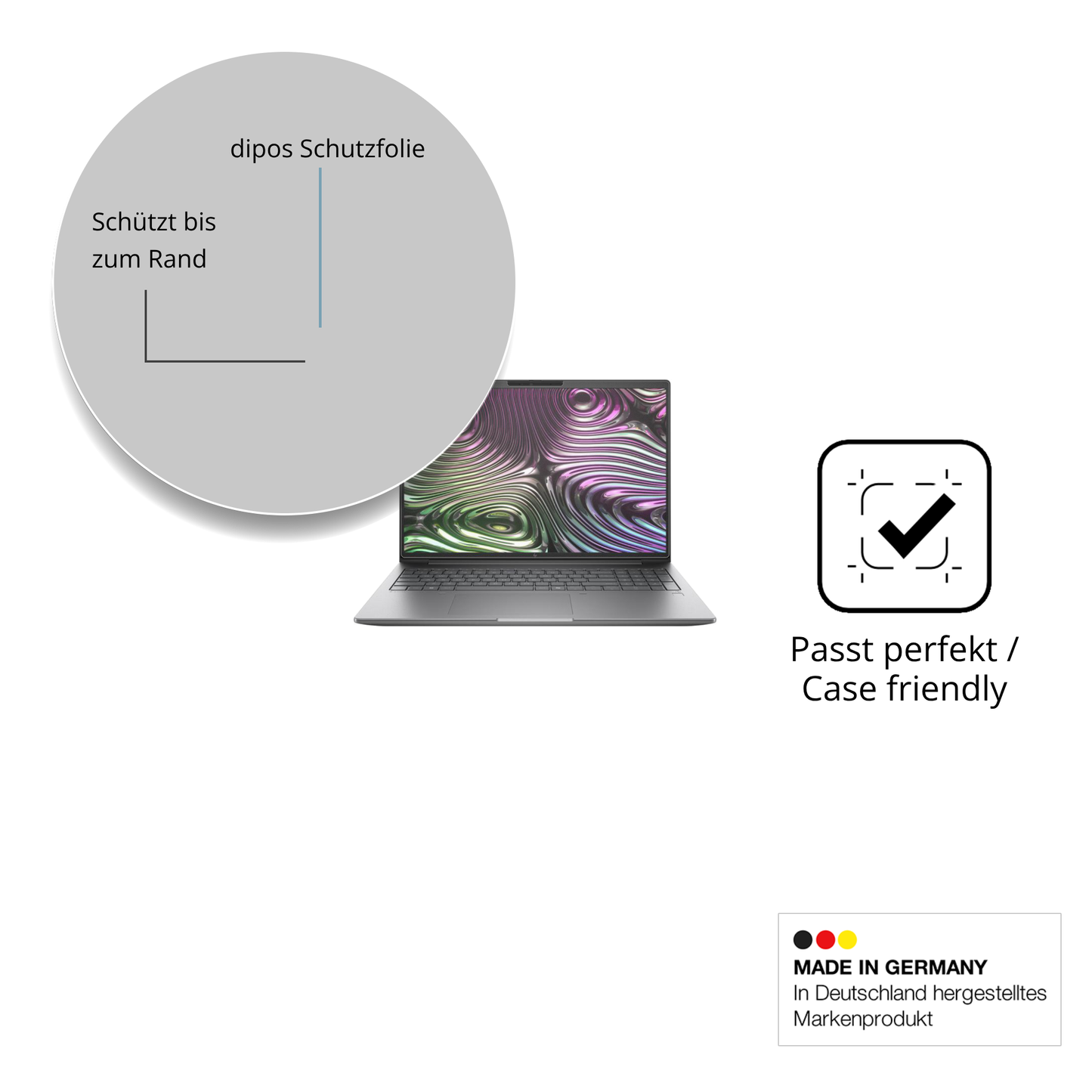 Schutzglasfolie mit optimaler Passform, zur Verwendung mit Hüllen geeignet