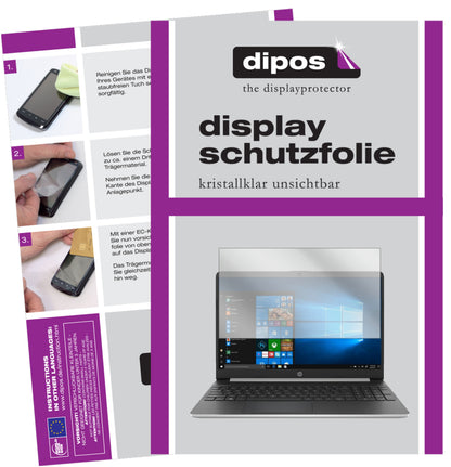 Klare Displayschutzfolie von dipos passend für HP Laptop 15s-eq0564ng, präziser Zuschnitt und blasenfrei montiert