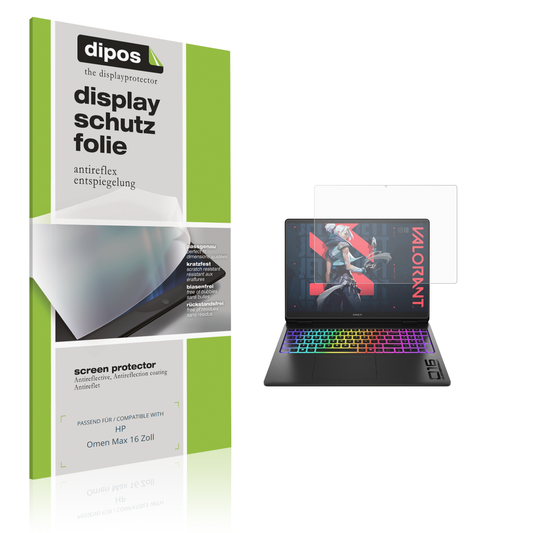 Matte Displayschutzfolie von dipos passend für hpomen max 16 zoll, präziser Zuschnitt und blasenfrei montiert