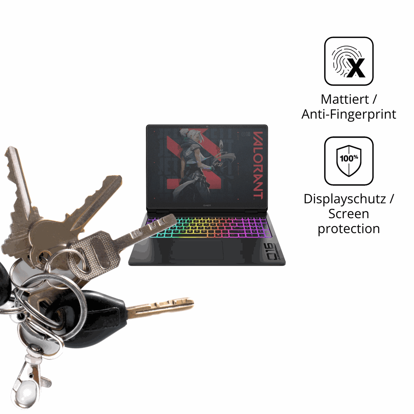 dipos Displayschutz für hpomen max 16 zoll, mattierte Oberfläche, Blickschutzfilter und perfekter Passform