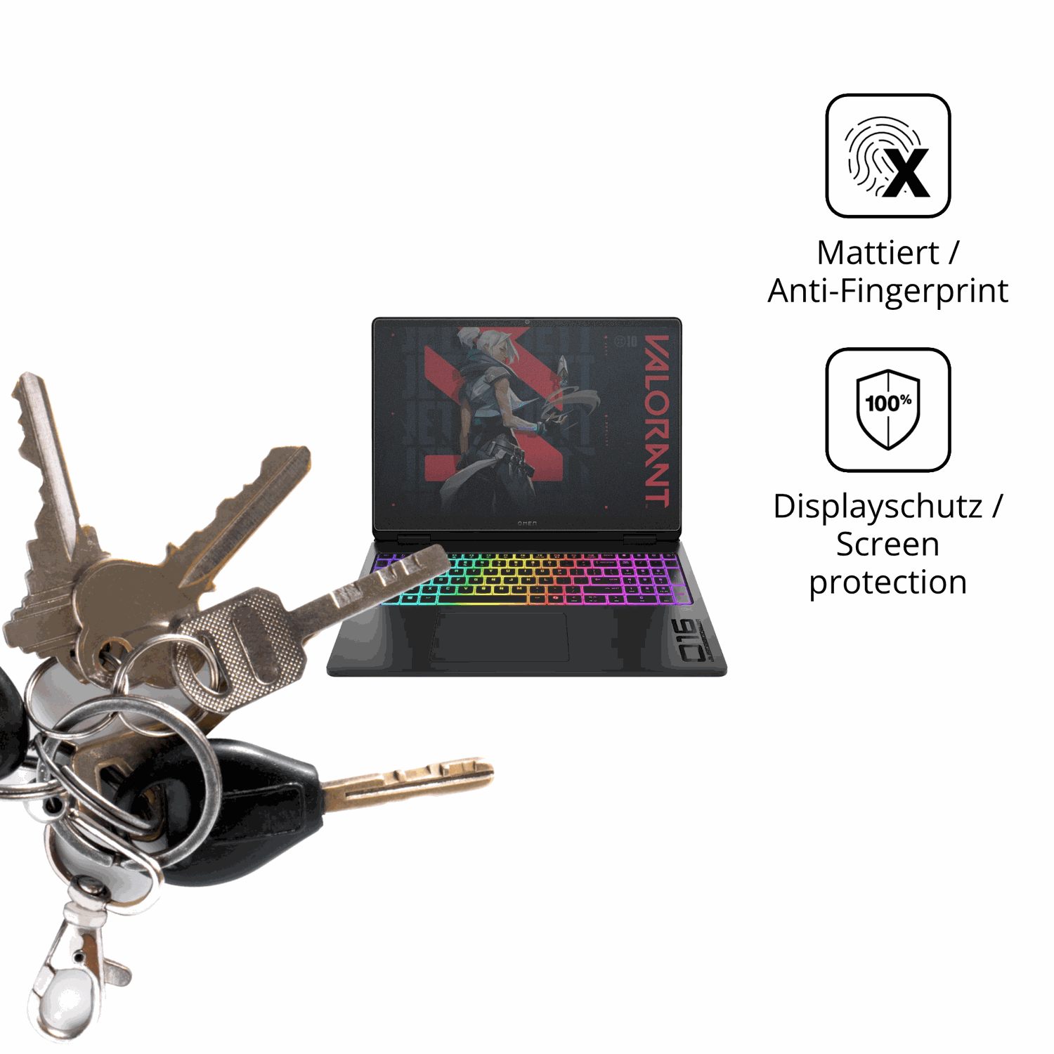 dipos Displayschutz für hpomen max 16 zoll, mattierte Oberfläche, Blickschutzfilter und perfekter Passform