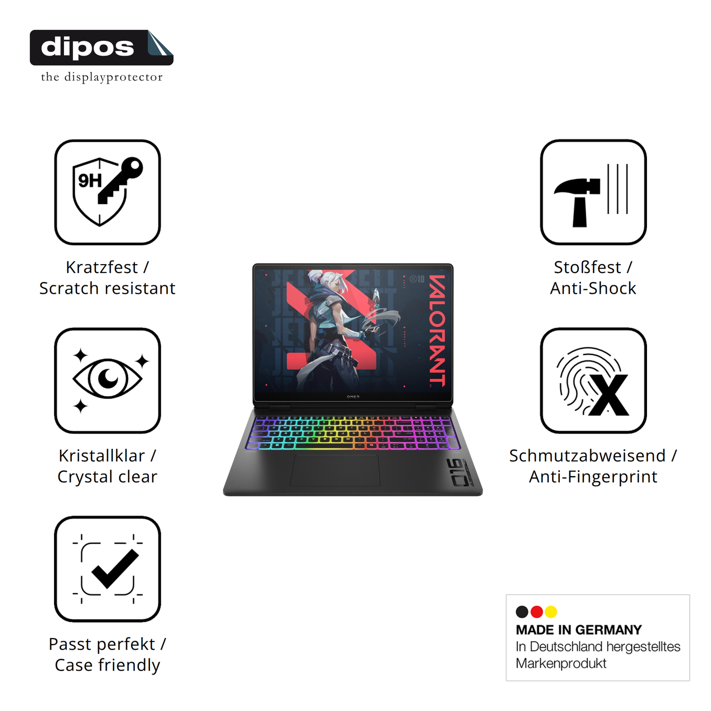 Displayschutz hergestellt in Deutschland, höchste Qualität made in Germany