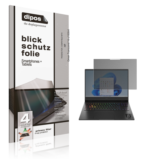 Blickschutzfolie von dipos passend für hpomen transcend 16-u1000nl, präziser Zuschnitt und blasenfrei montiert