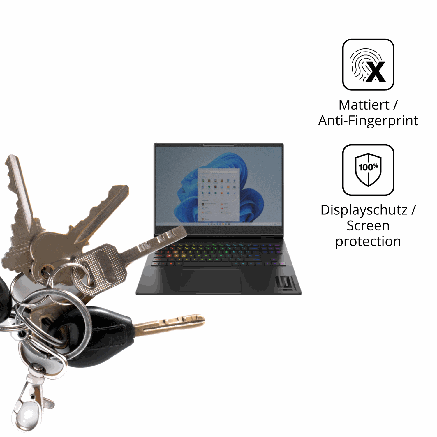 dipos Displayschutz für hpomen transcend 16-u1000nl, mattierte Oberfläche, Blickschutzfilter und perfekter Passform