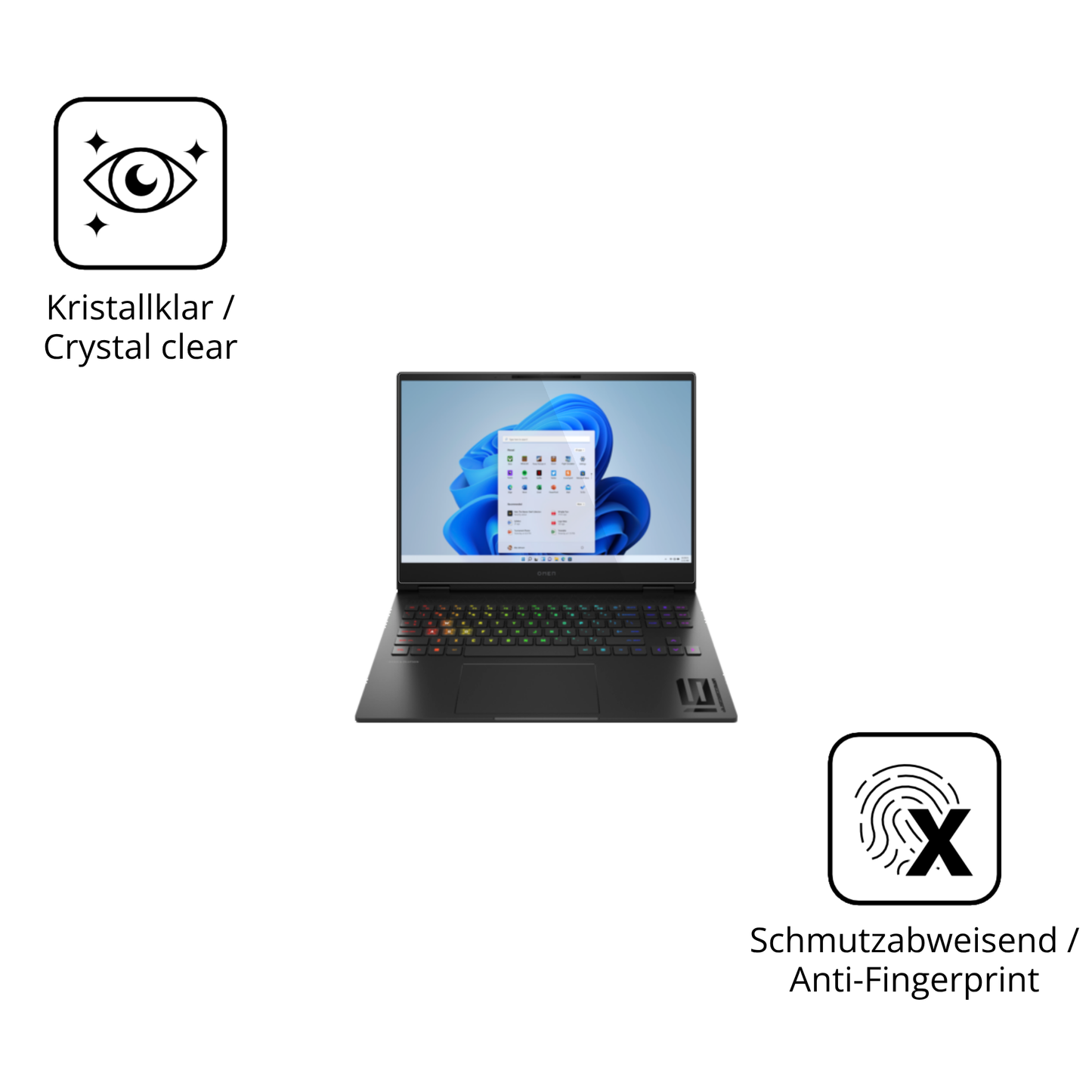 Flexible TPU-Folie passend zugeschnitten für hpomen transcend 16-u1000nl, vollständige Abdeckung