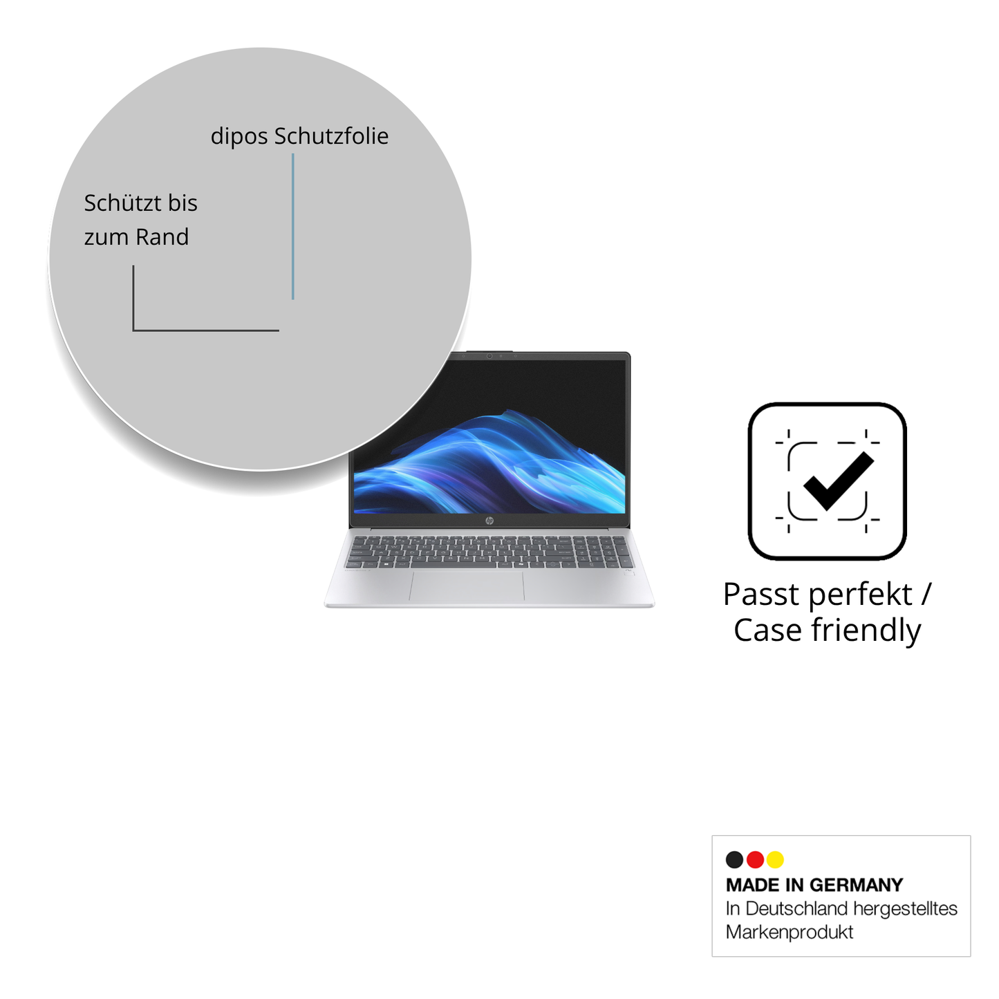 Schutzglasfolie mit optimaler Passform, zur Verwendung mit Hüllen geeignet