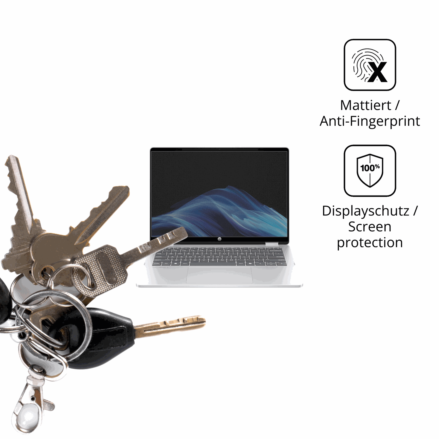 dipos Displayschutz für HP OmniBook 5 Flip 14-FP0254ng, mattierte Oberfläche, Blickschutzfilter und perfekter Passform