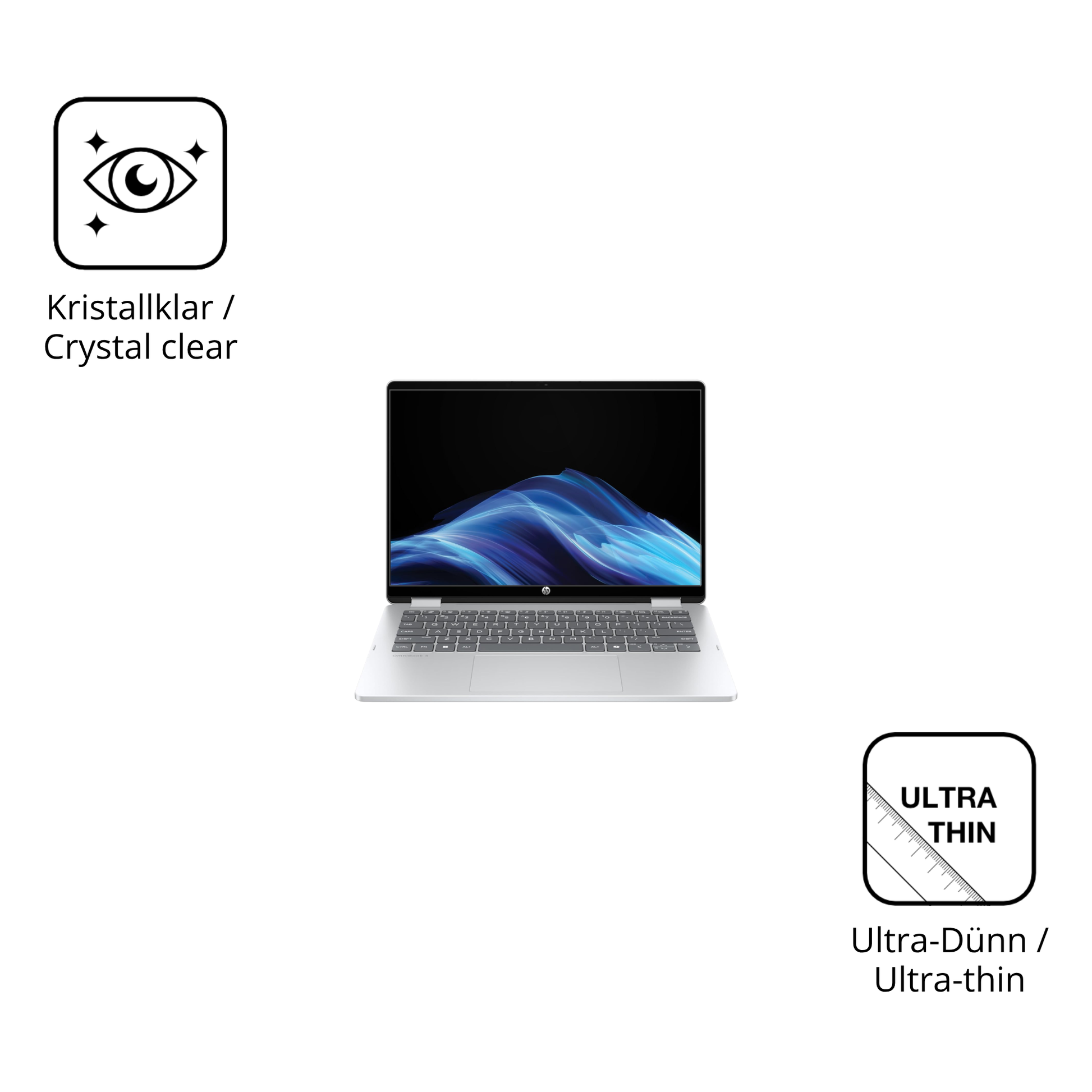 Dünne und klare Folie passend zugeschnitten für HP OmniBook 5 Flip 14-FP0254ng
