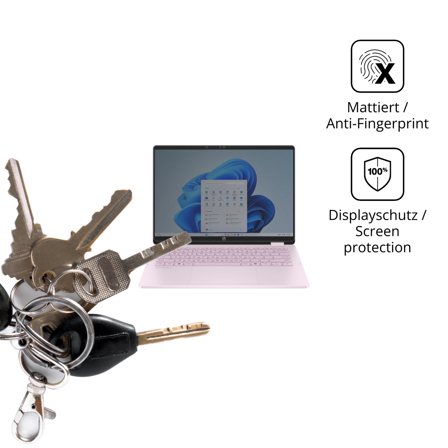 dipos Displayschutz für HP OmniBook 5 Flip 14 FP0765ng, mattierte Oberfläche, Blickschutzfilter und perfekter Passform