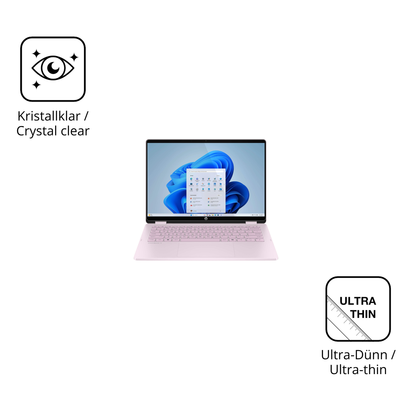 Dünne und klare Folie passend zugeschnitten für HP OmniBook 5 Flip 14 FP0765ng