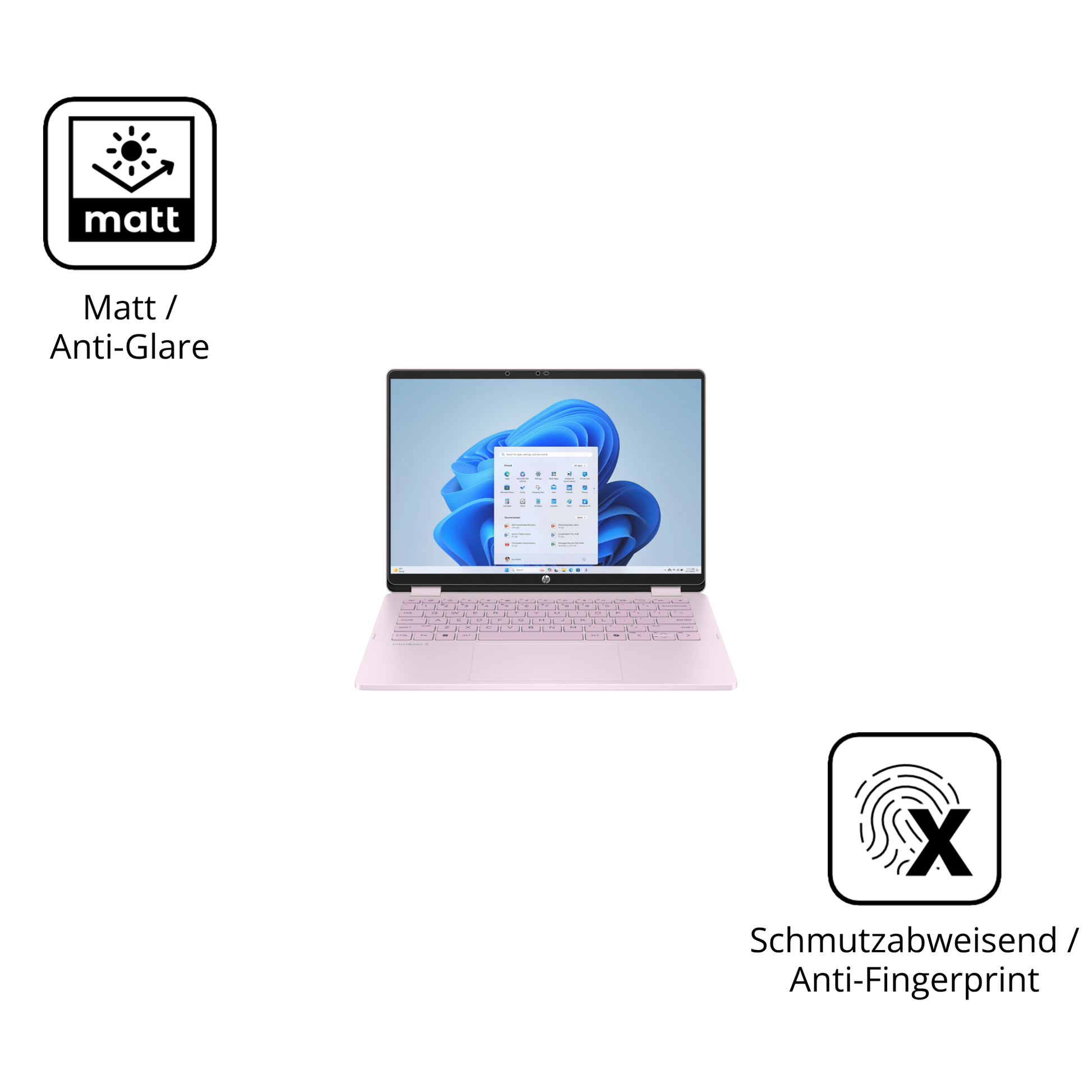 9H Hartbeschichtete, flexible Folie passend zugeschnitten für HP OmniBook 5 Flip 14 FP0765ng