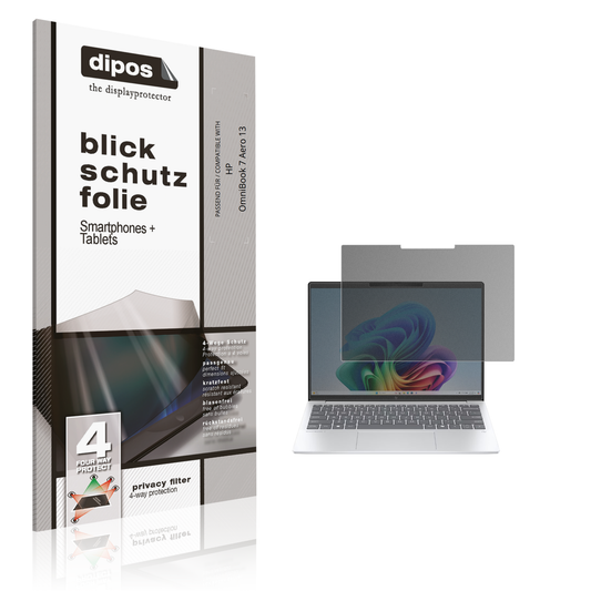 Blickschutzfolie von dipos passend für hpomnibook 7 aero 13, präziser Zuschnitt und blasenfrei montiert