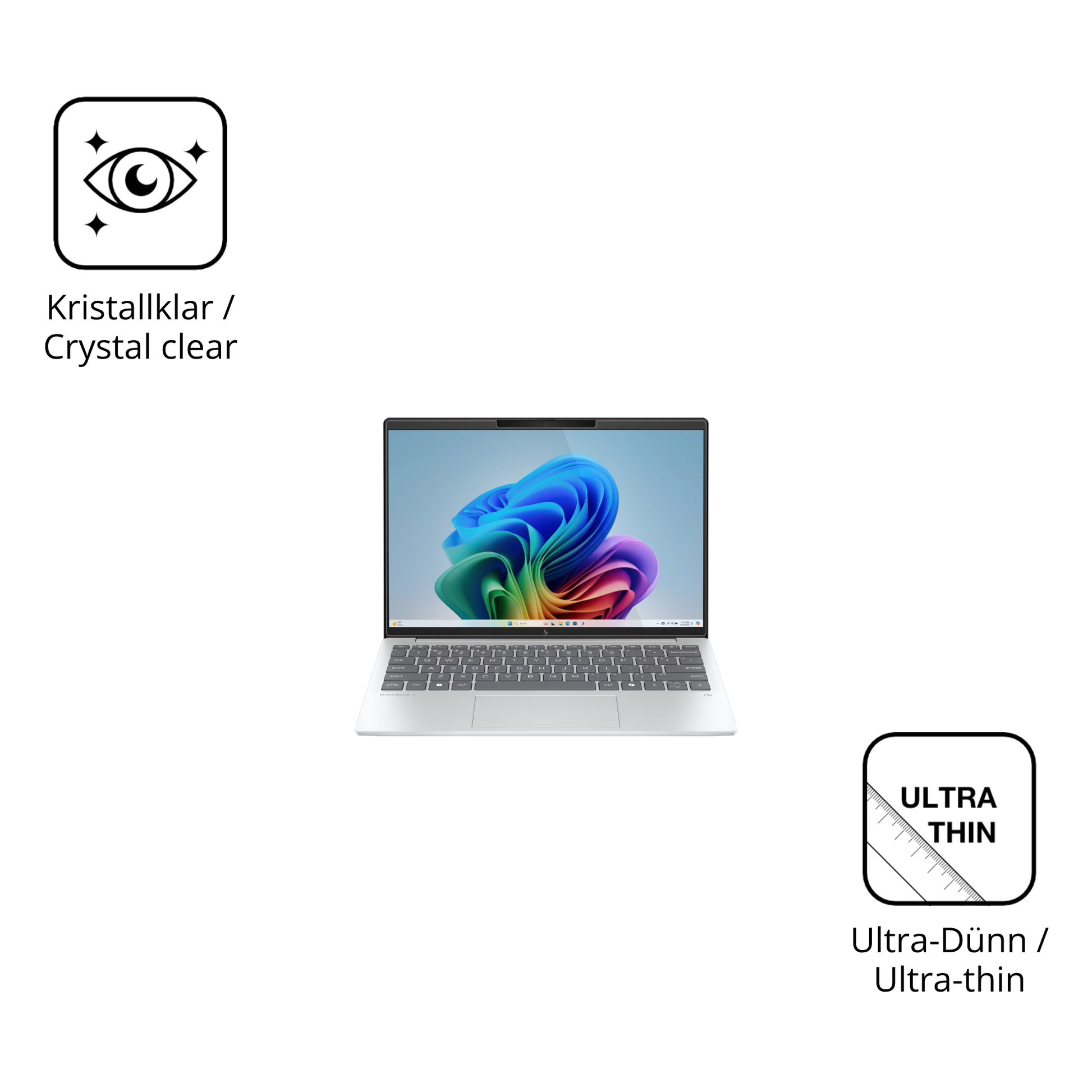 Dünne und klare Folie passend zugeschnitten für hpomnibook 7 aero 13