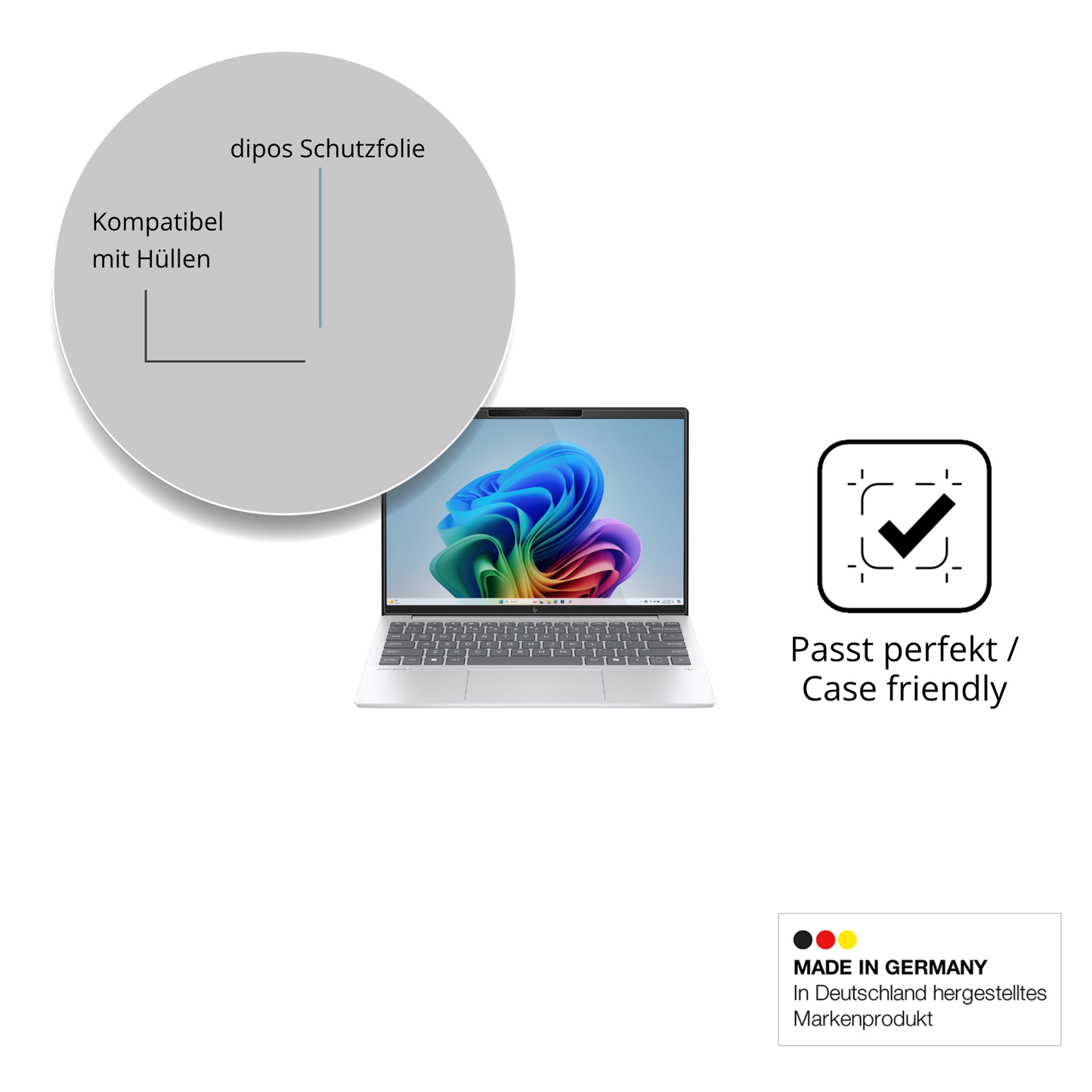 Schutzfolie mit optimaler Passform, zur Verwendung mit Hüllen geeignet