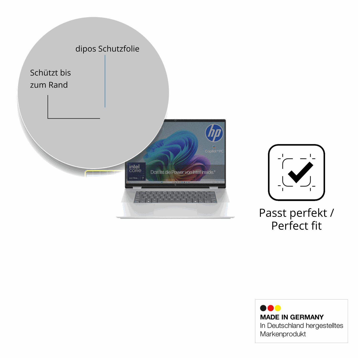 Schutz gegen Kratzer auf dem HP OmniBook X Flip Copilot Plus Glas durch Schlüssel oder Ähnliches