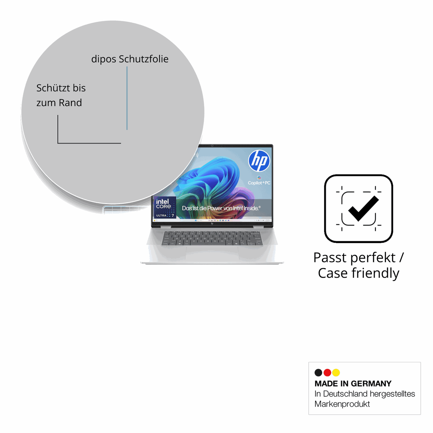 Schutzglasfolie mit optimaler Passform, zur Verwendung mit Hüllen geeignet