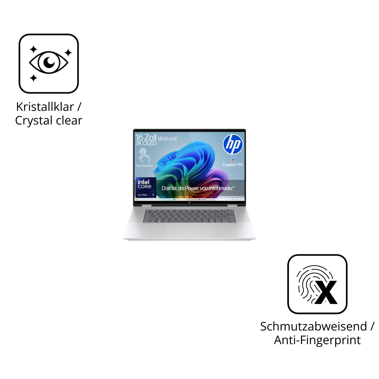 Flexible TPU-Folie passend zugeschnitten für HP OmniBook X Flip Copilot Plus, vollständige Abdeckung