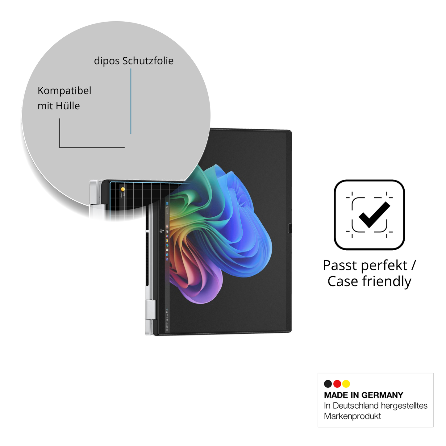 Schutzfolie mit optimaler Passform, zur Verwendung mit Hüllen geeignet