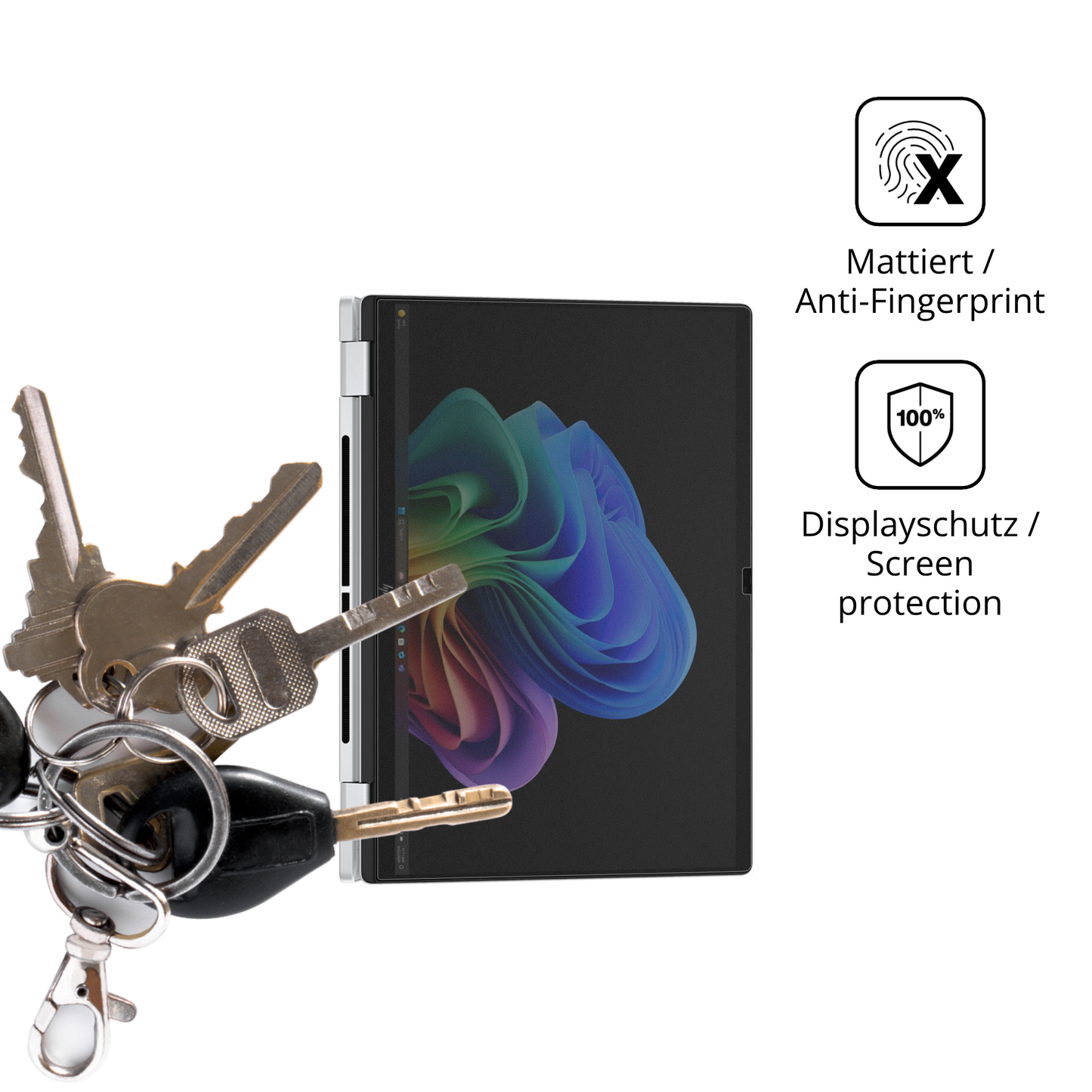 dipos Displayschutz für HP OmniBook X FlipNGAI16-as0771ng, mattierte Oberfläche, Blickschutzfilter und perfekter Passform