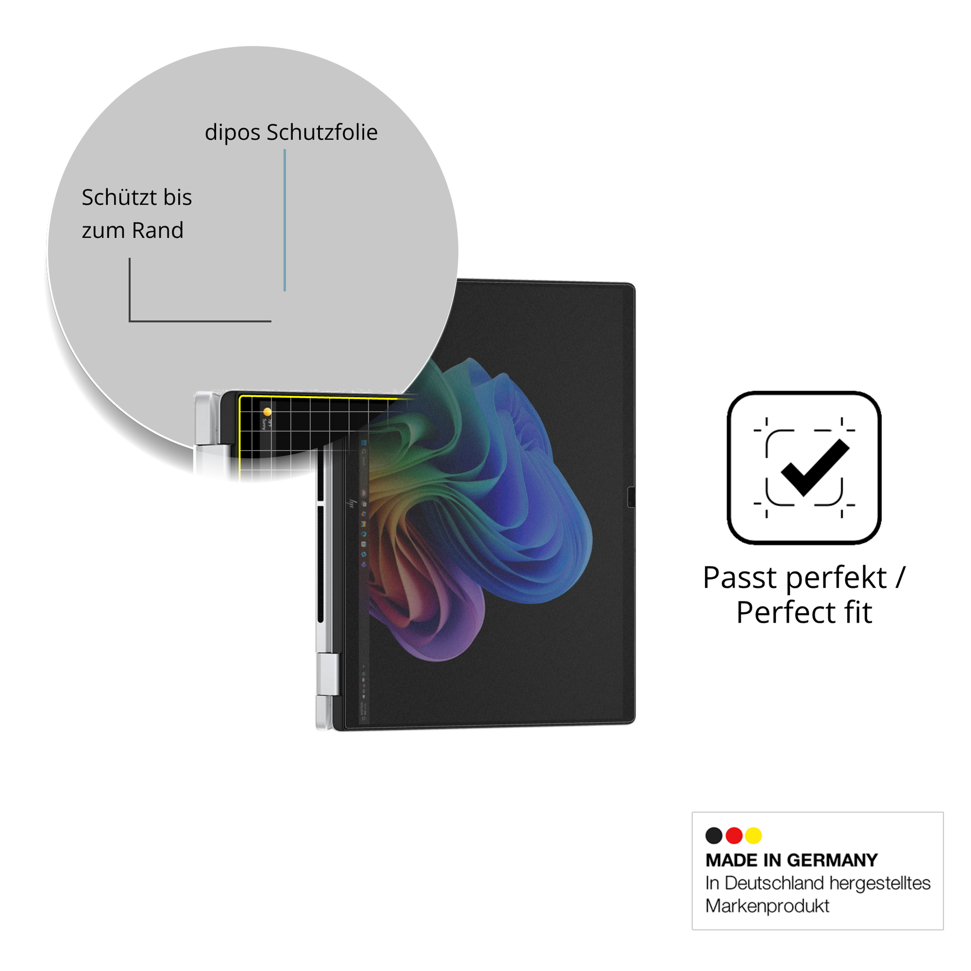 Schutz gegen Kratzer auf dem HP OmniBook X FlipNGAI16-as0771ng Glas durch Schlüssel oder Ähnliches