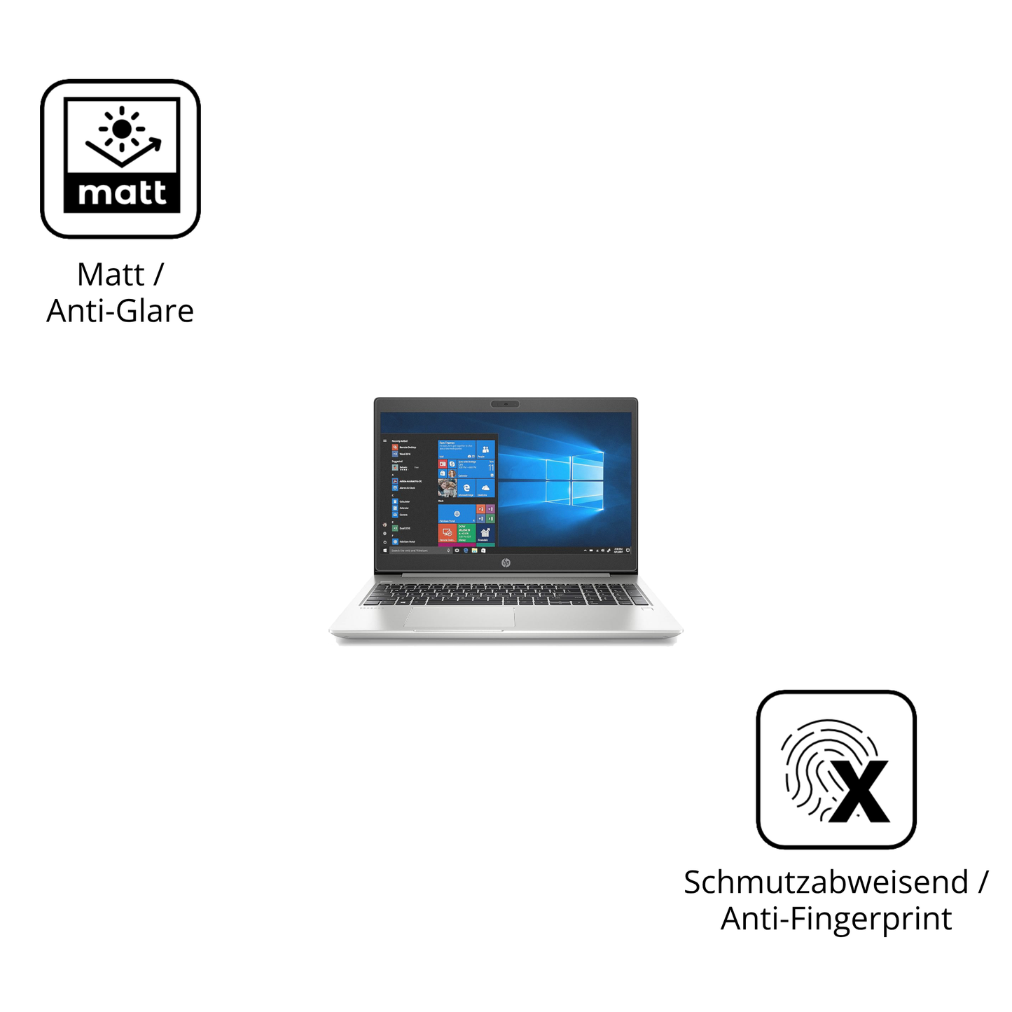 Dünne und entspiegelnde Folie passend zugeschnitten für HP ProBook 450 G7