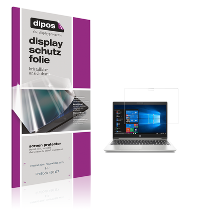 Klare Displayschutzfolie von dipos passend für HP ProBook 450 G7, präziser Zuschnitt und blasenfrei montiert