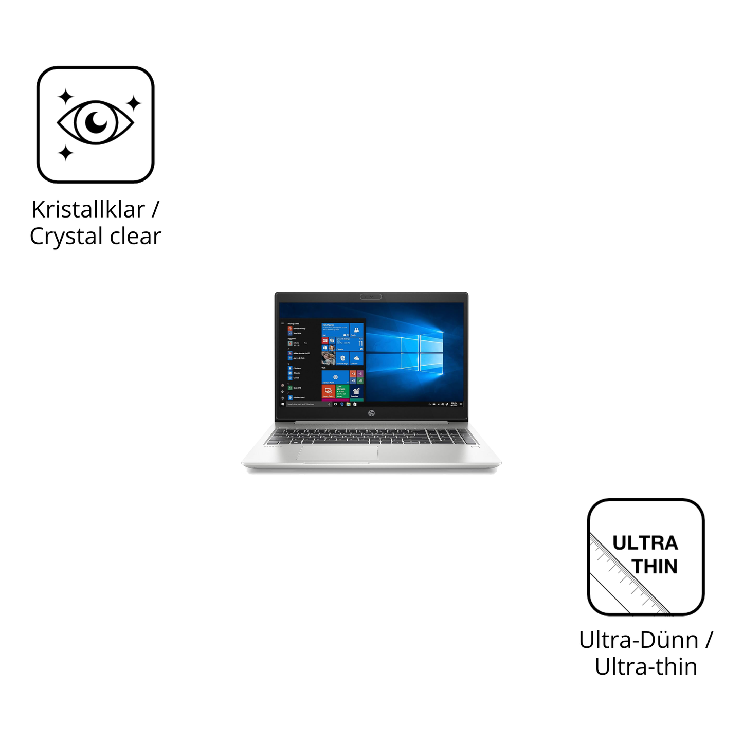 Dünne und klare Folie passend zugeschnitten für HP ProBook 450 G7
