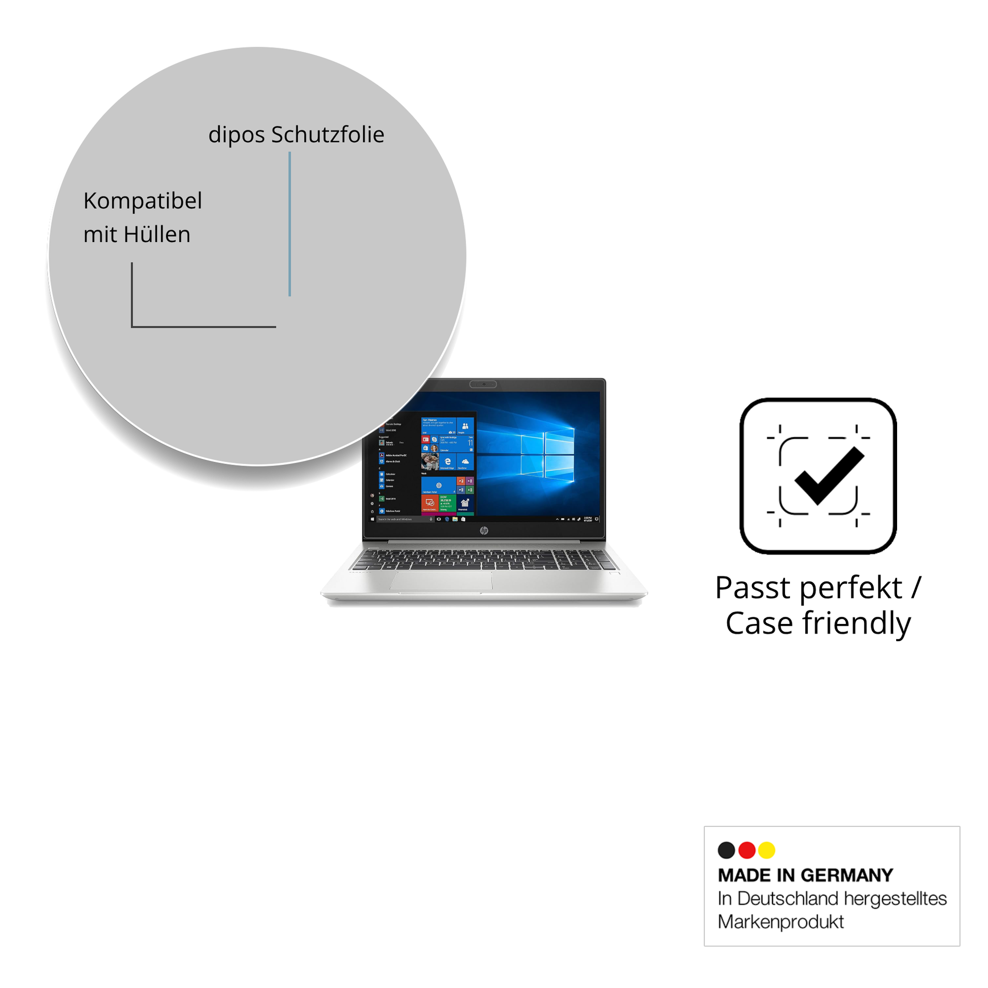 Schutzfolie mit optimaler Passform, zur Verwendung mit Hüllen geeignet