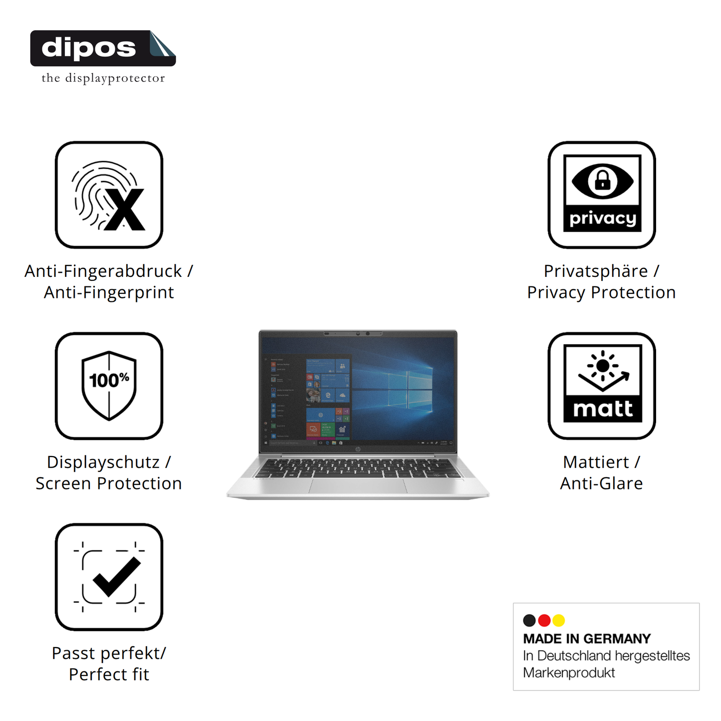Blickschutzfolie für HP ProBook 635 Aero G8 matt Schutzfolie Privacy